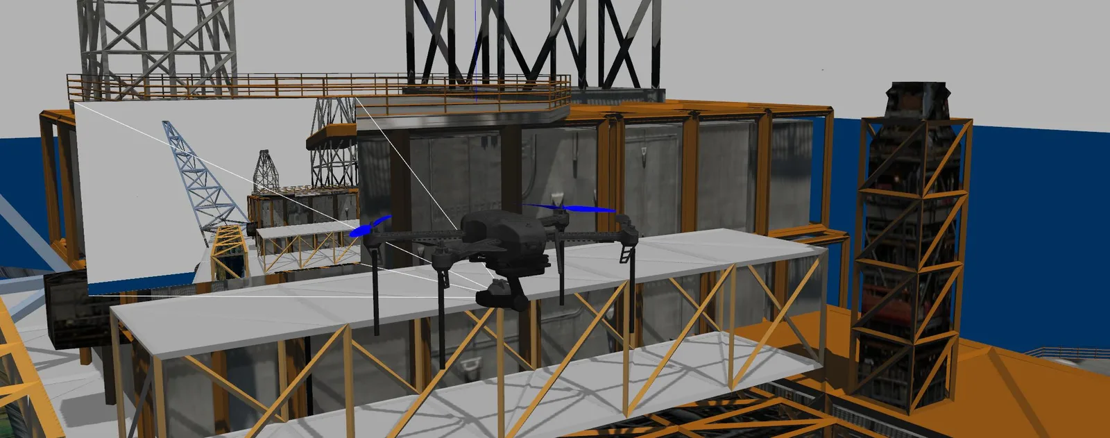 UAV em aproximação da estrutura — Gazebo